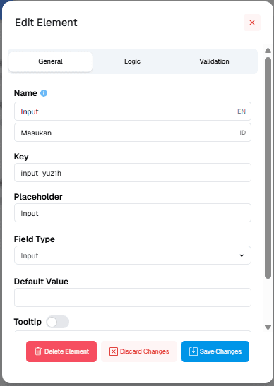 Elemen General Form Editor OnPremise