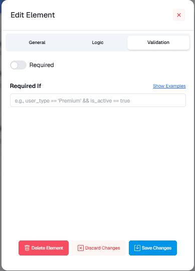 Elemen Validation Form Editor OnPremise