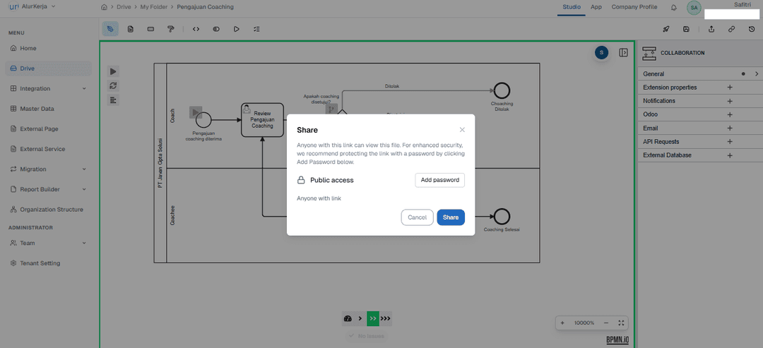 BPMN Share Public Link Preview OnPremise