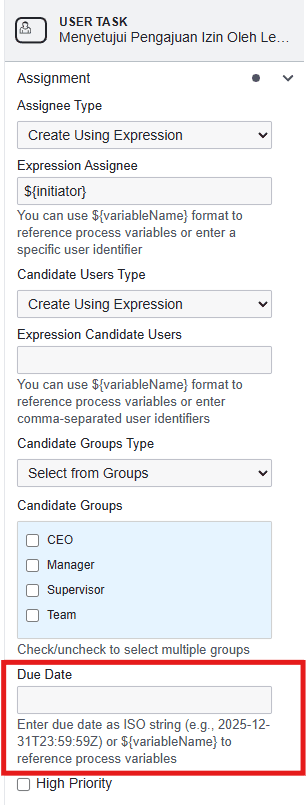 BPMN Assignment Due Date OnPremise