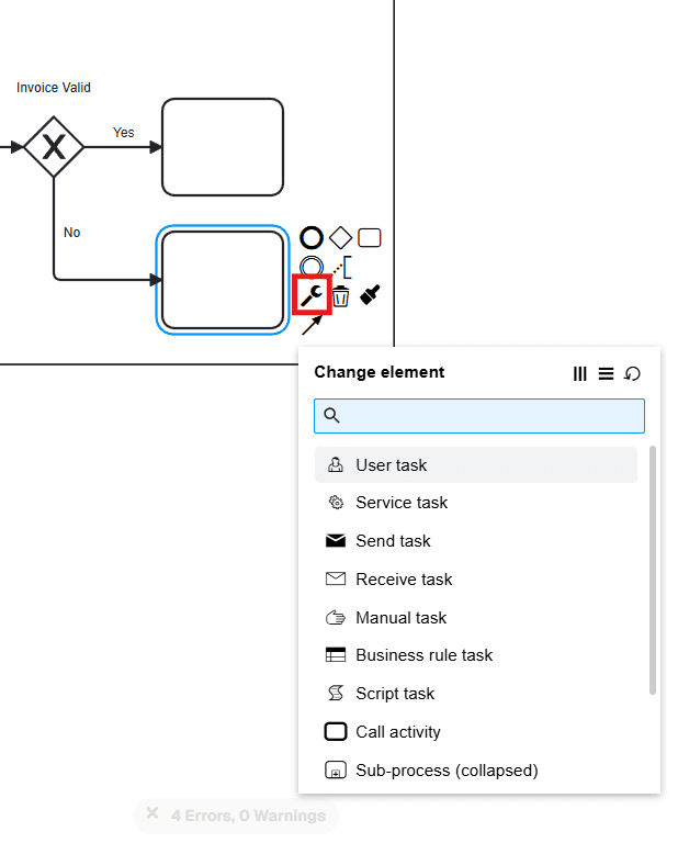 BPMN Change Element OnPremise