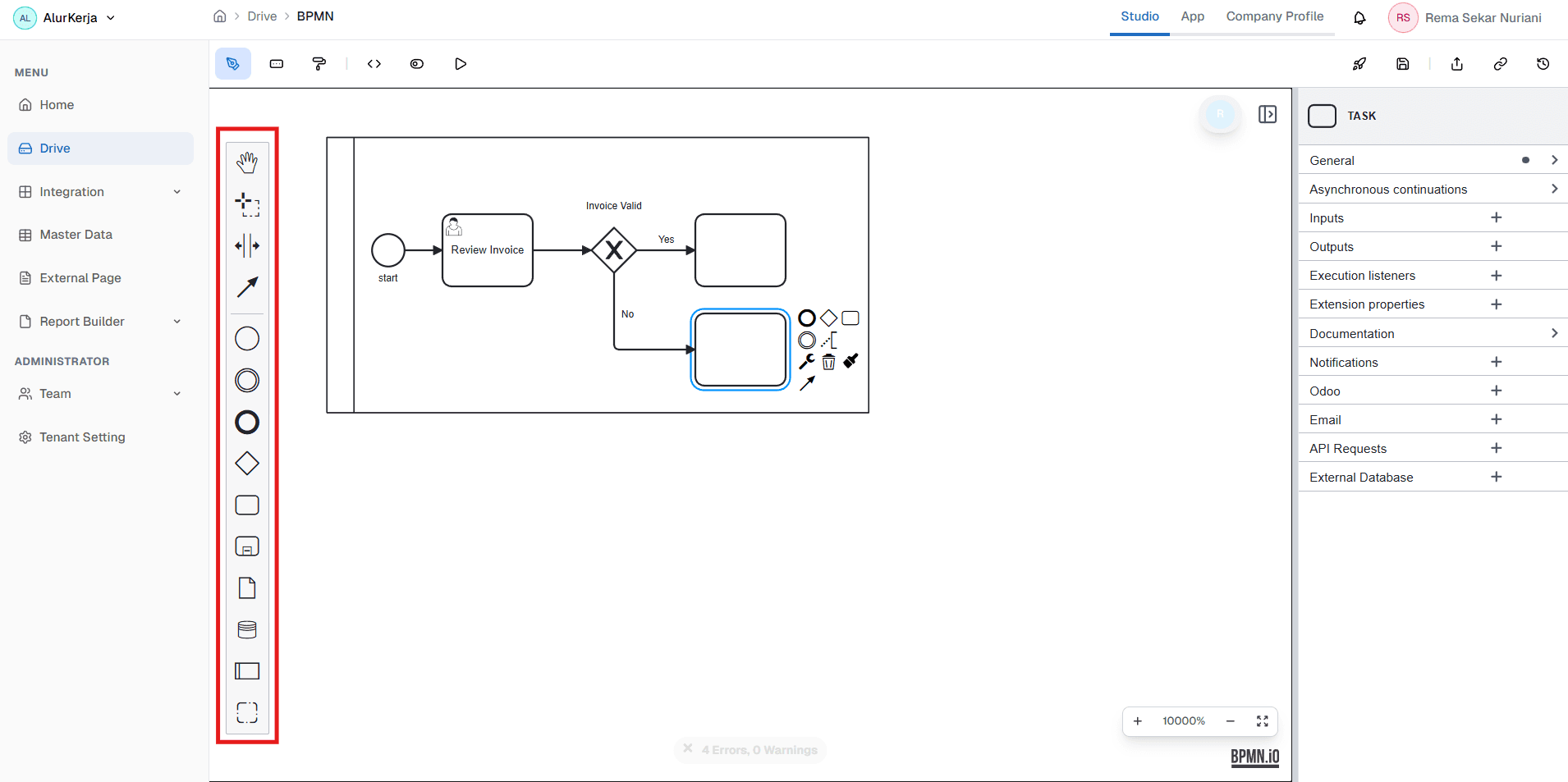 BPMN Left Panel OnPremise