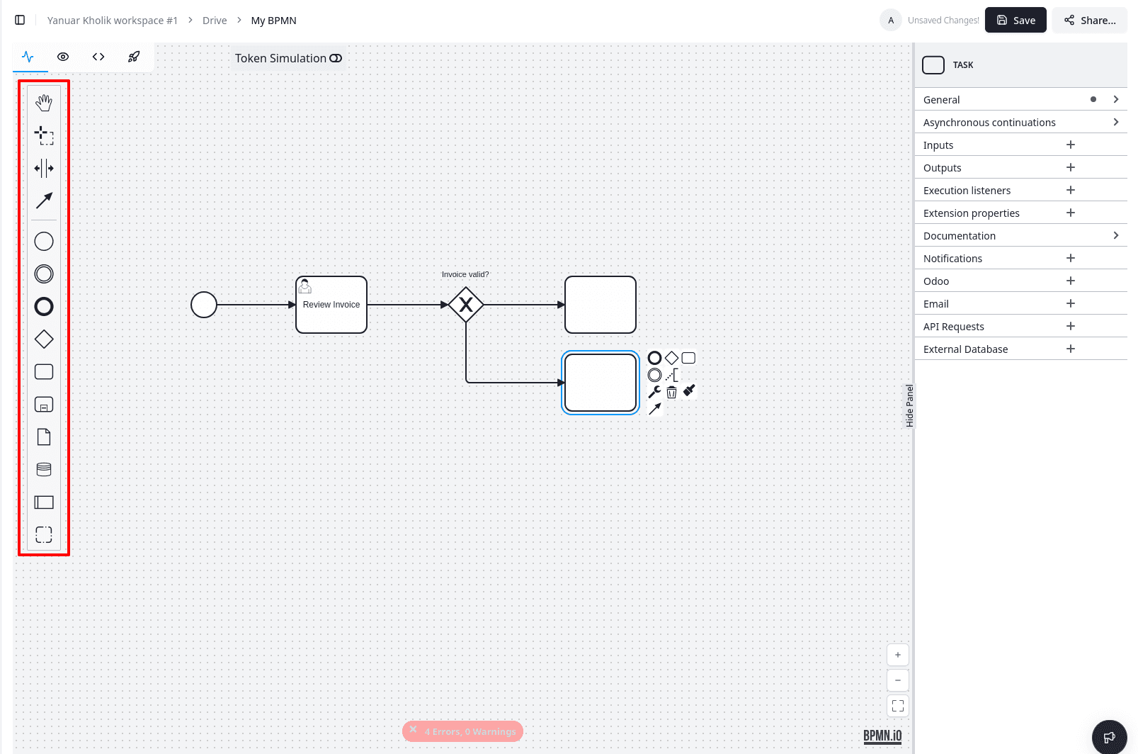 BPMN Left Panel