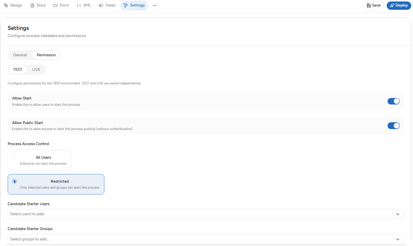 Tab Permission BPMN Editor