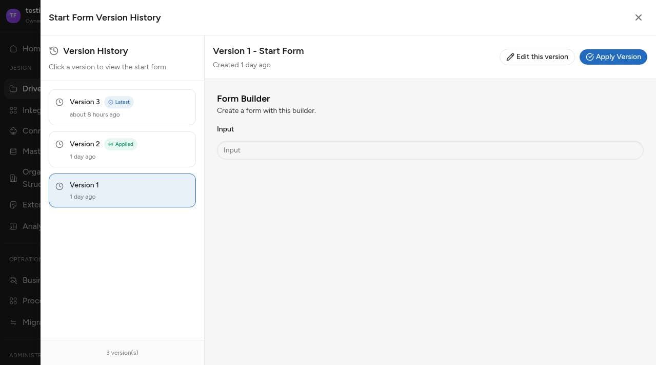 Preview isi form dari versi lama