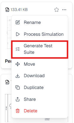 Dropdown Generate Test Suite OnPremise