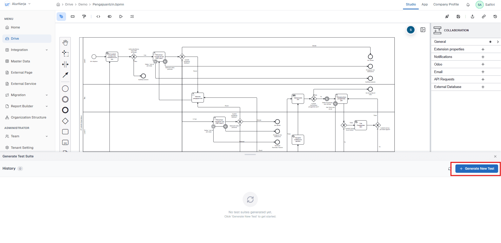 Hasil Generate Test Suite OnPremise