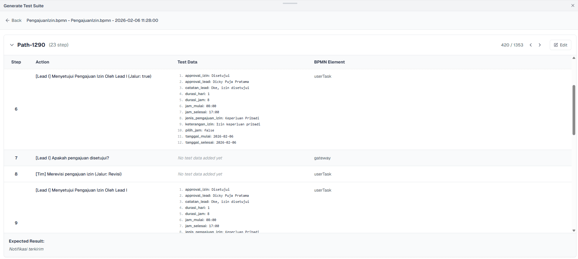 Hasil Path Generate Test Suite OnPremise