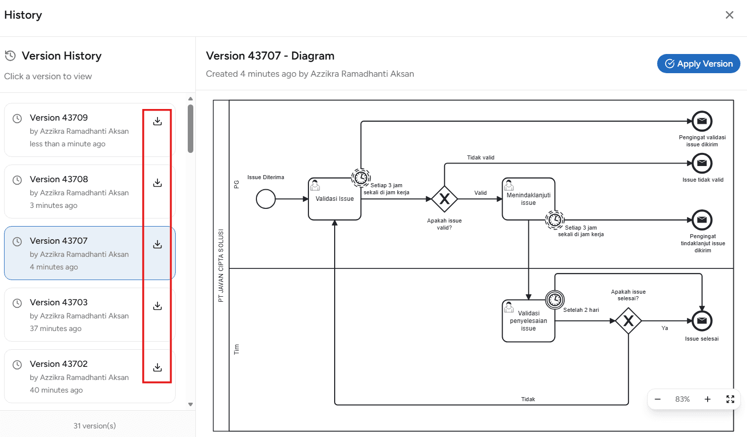 Version History OnPremise