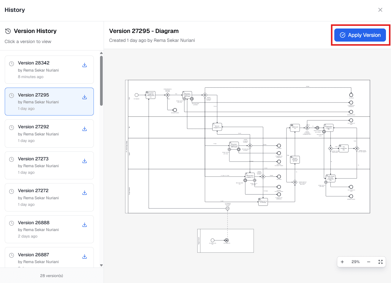 Apply Version History OnPremise