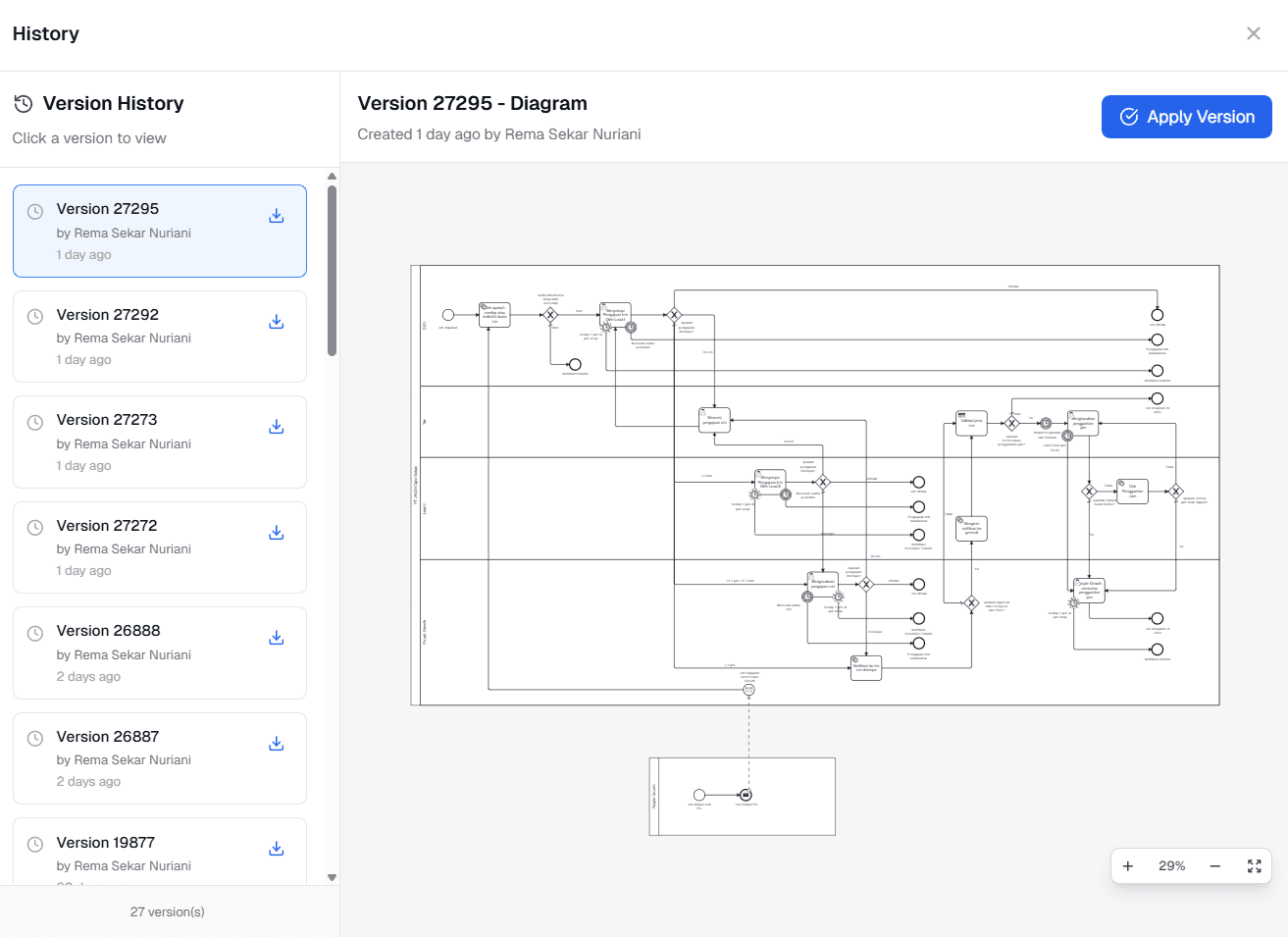 Diagram Preview History OnPremise
