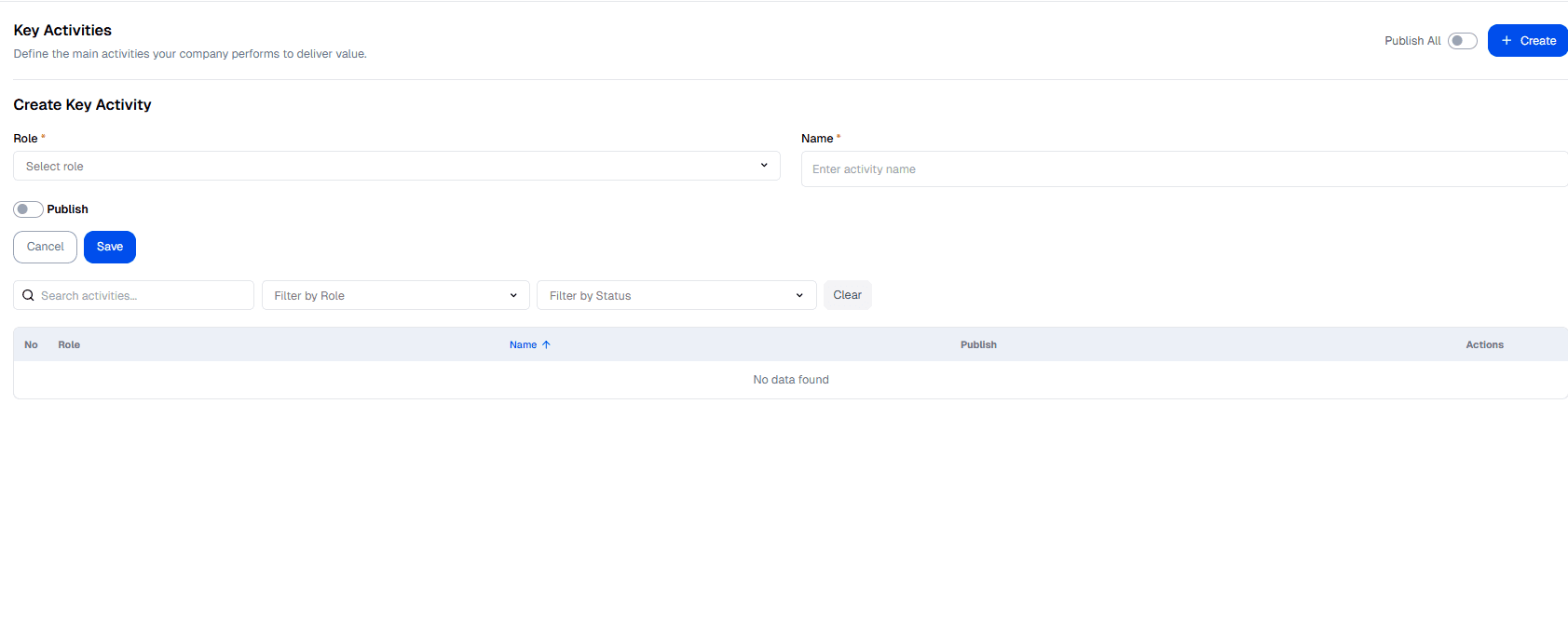 Key Activities Create