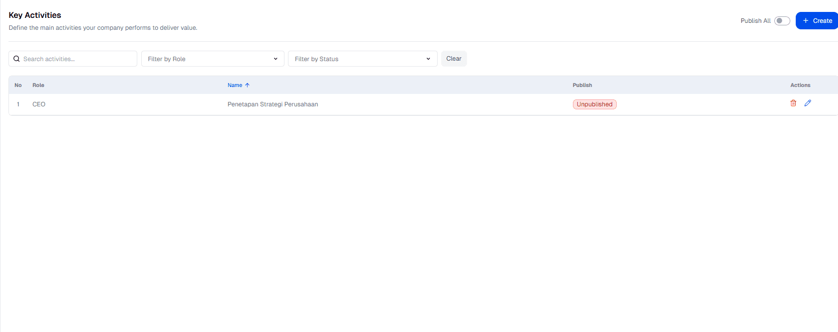 Key Activities Create Save