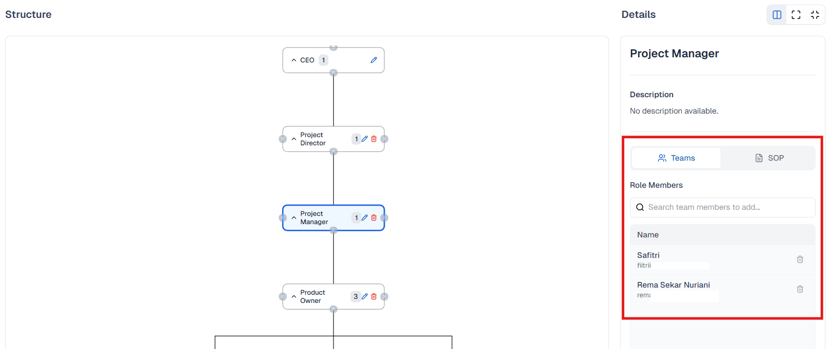 Tab Teams dan SOP Organization OnPremise
