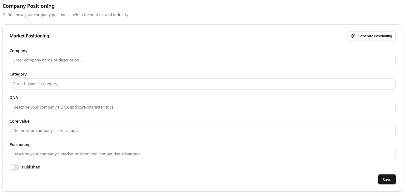 Positioning Company Page