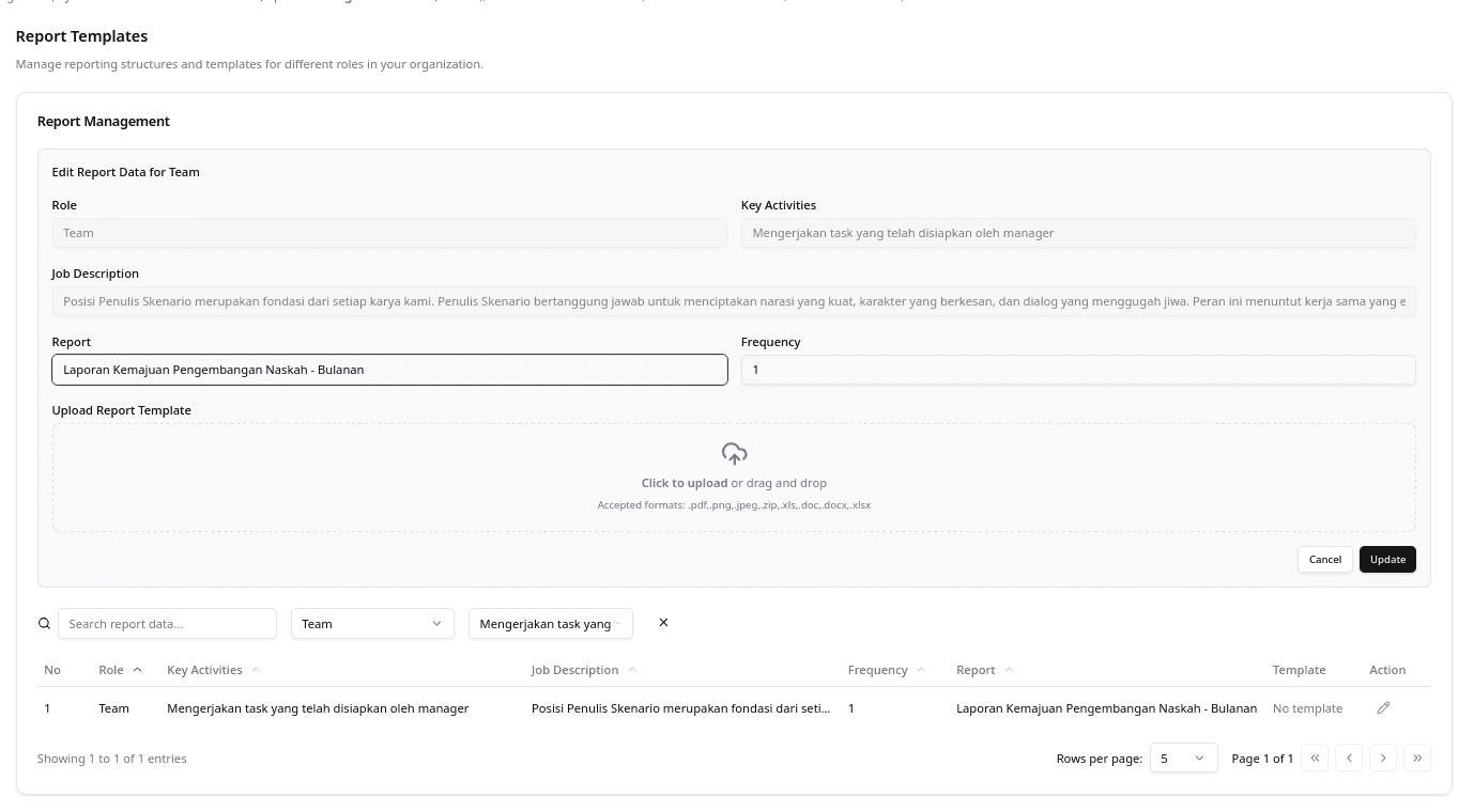 Report Edit Page