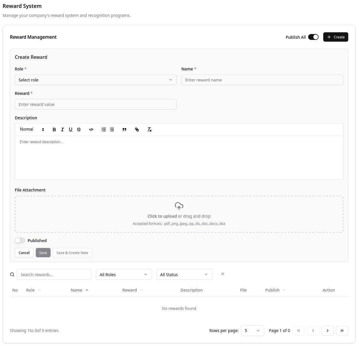 Reward Create Form