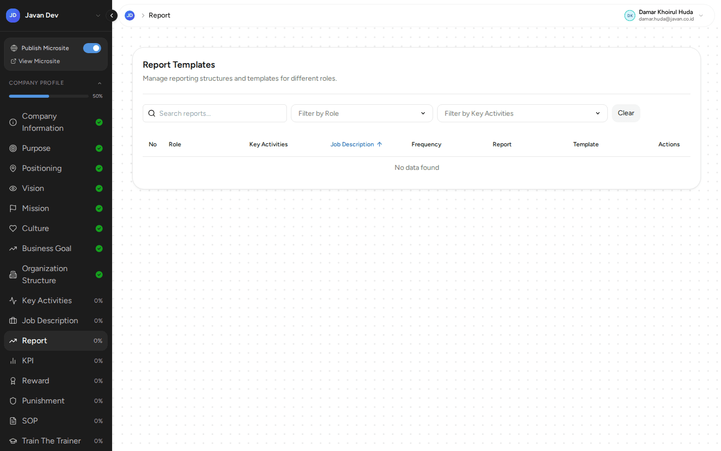 Halaman Report Templates