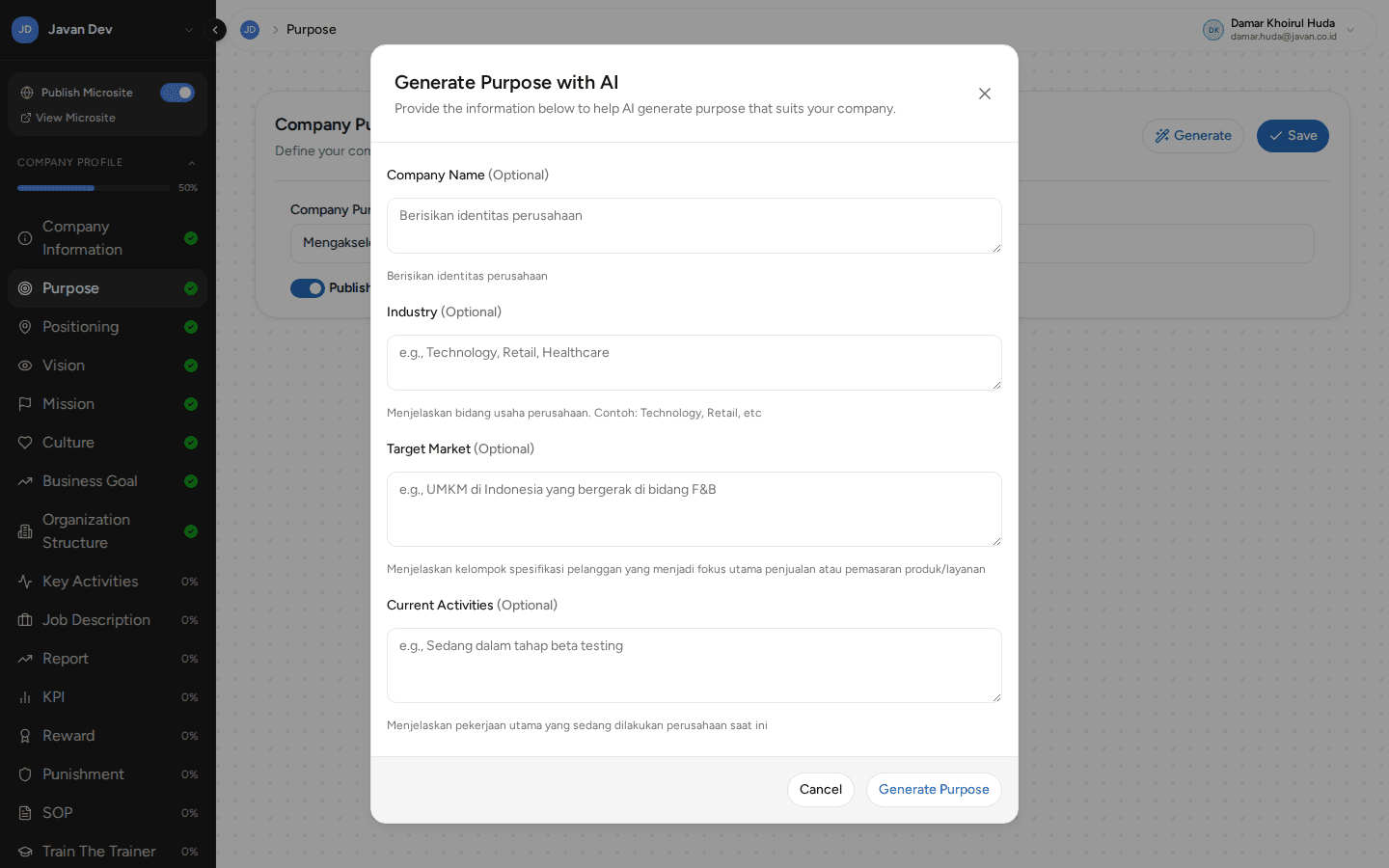 Dialog Generate Purpose with AI