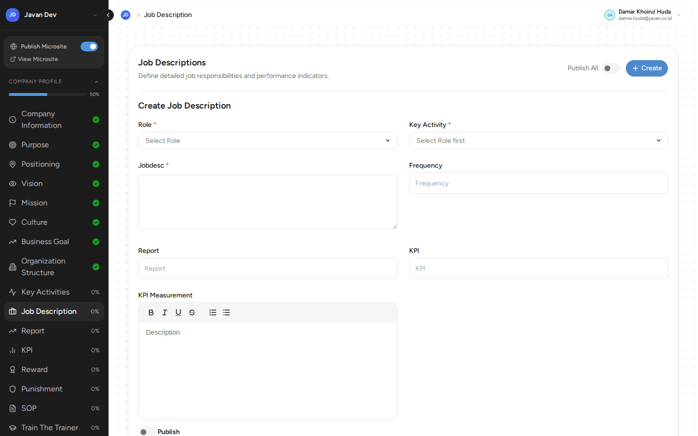 Formulir Create Job Description