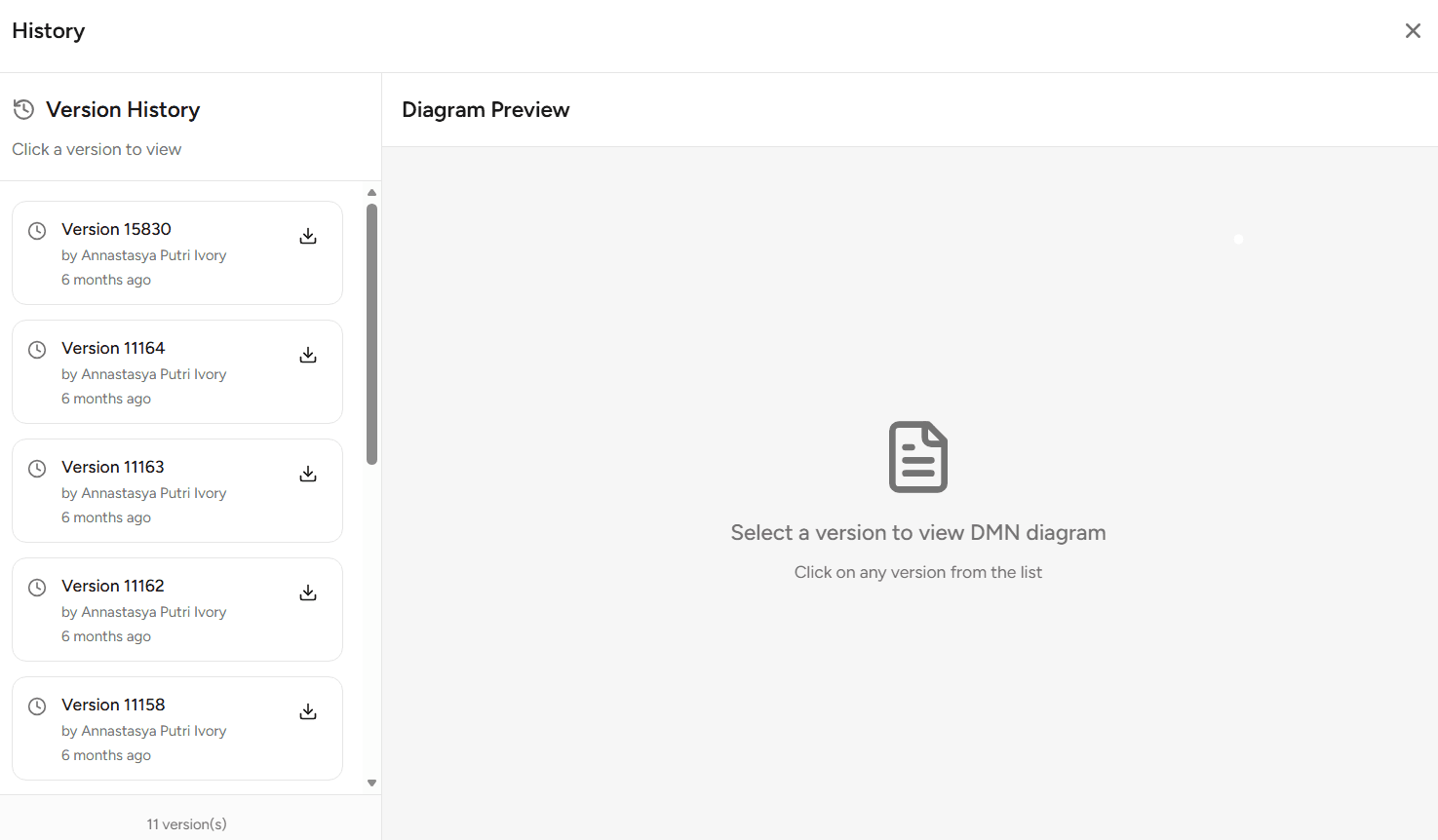 Preview History DMN OnPremise