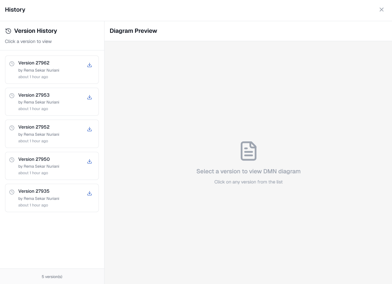 Preview History DMN OnPremise