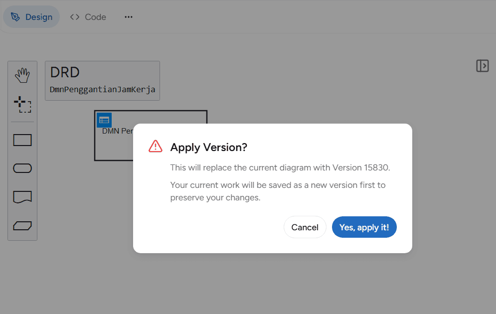Apply Version History DMN OnPremise