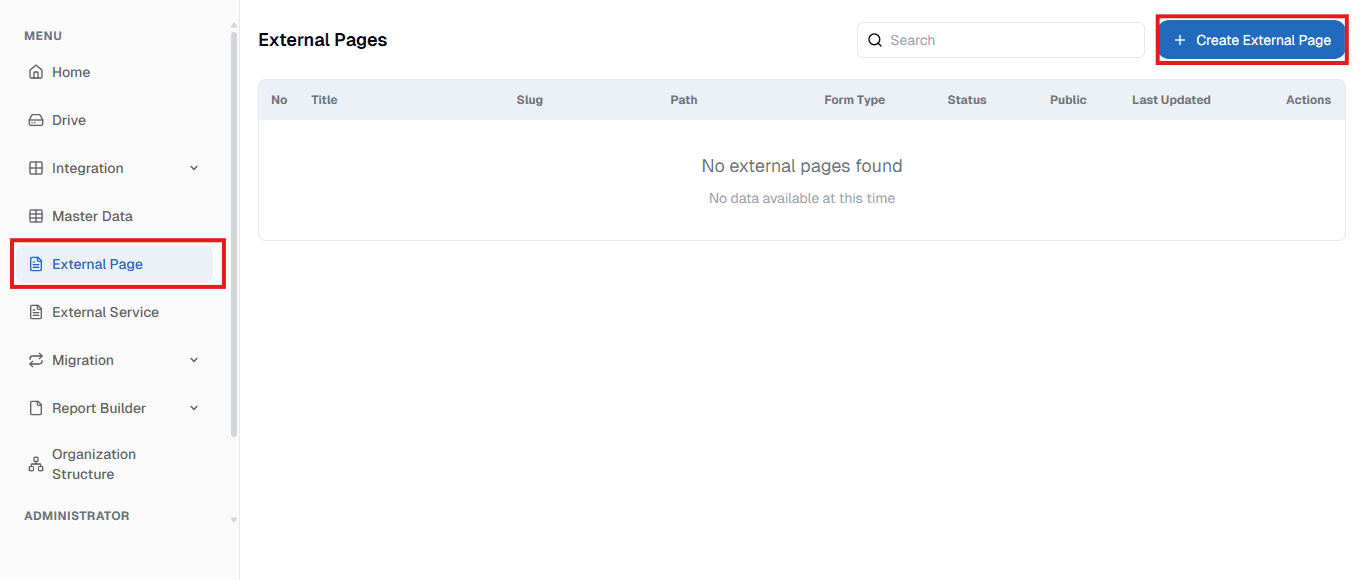 Create External Page