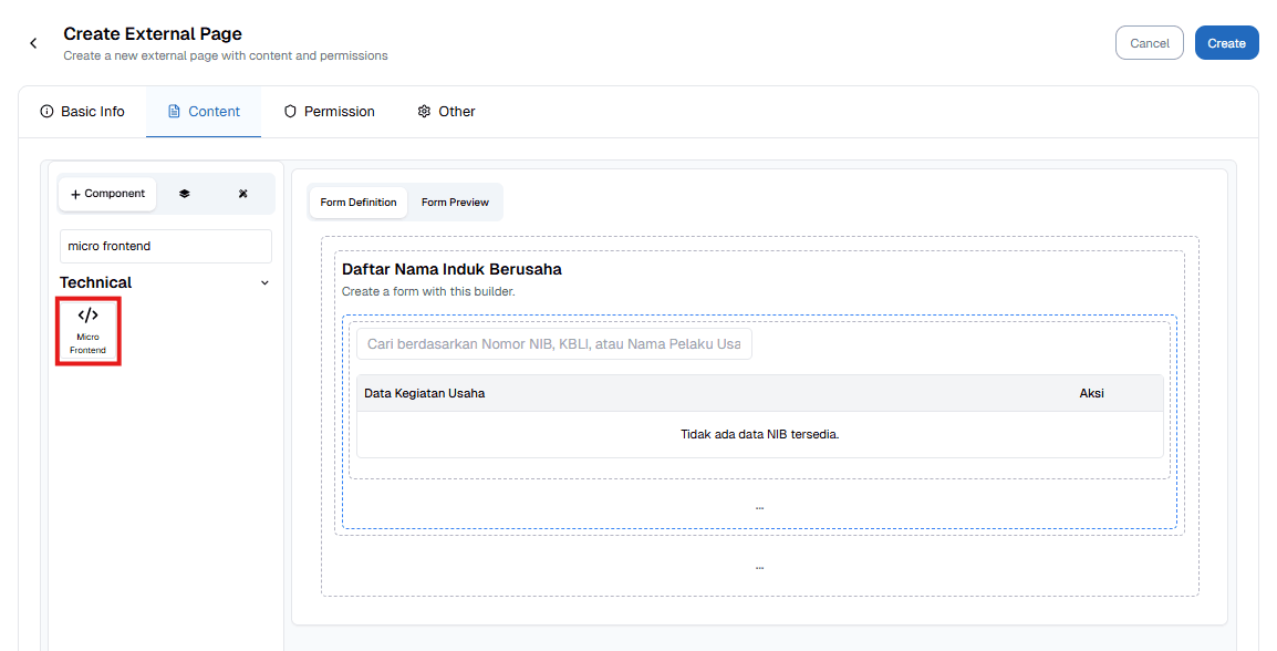 Component Micro FrontEnd