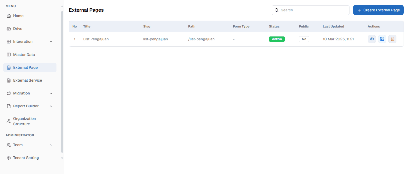 Extenal Page Results Studio