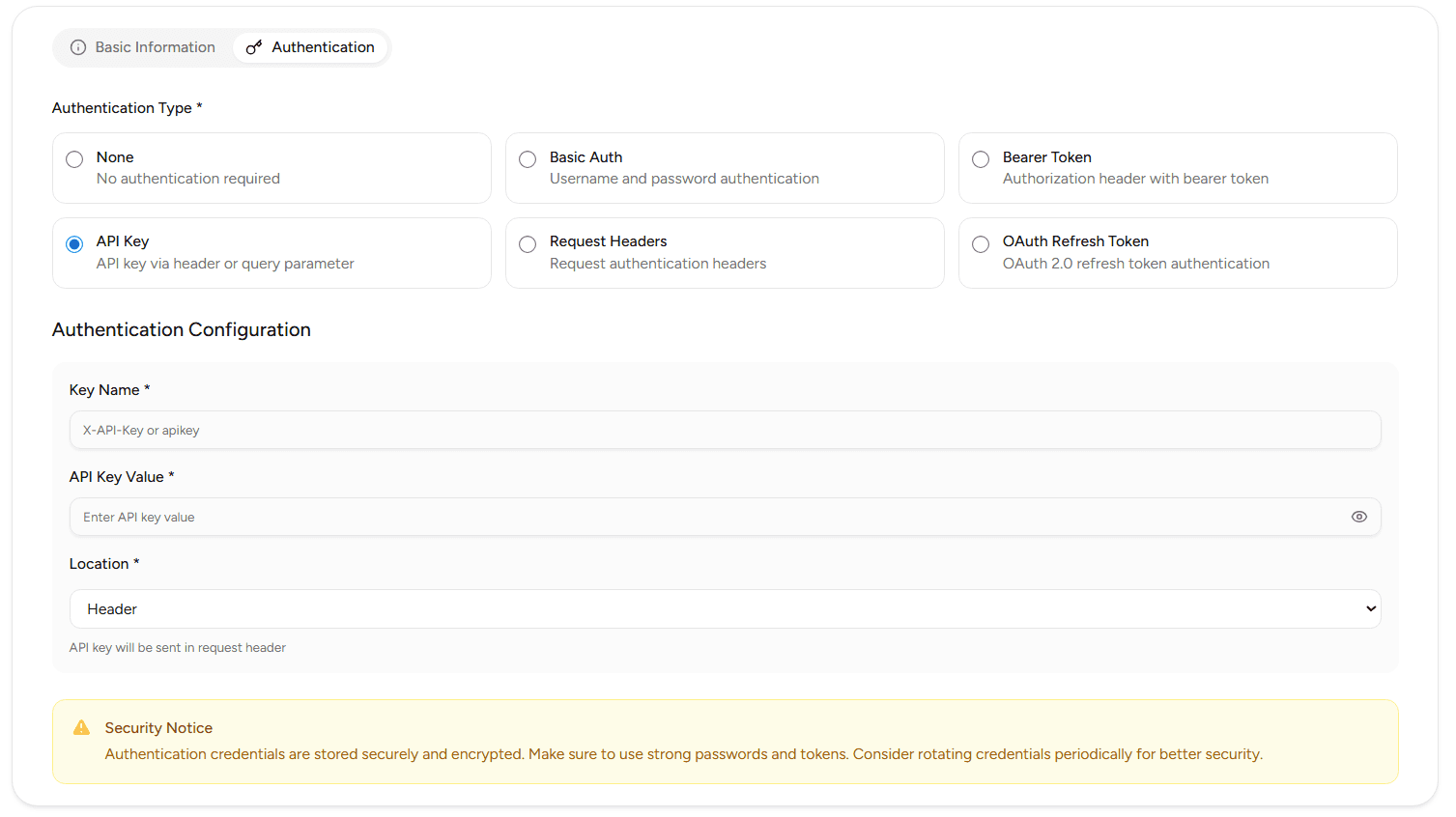 API Key Aunthentication External Service OnPremise