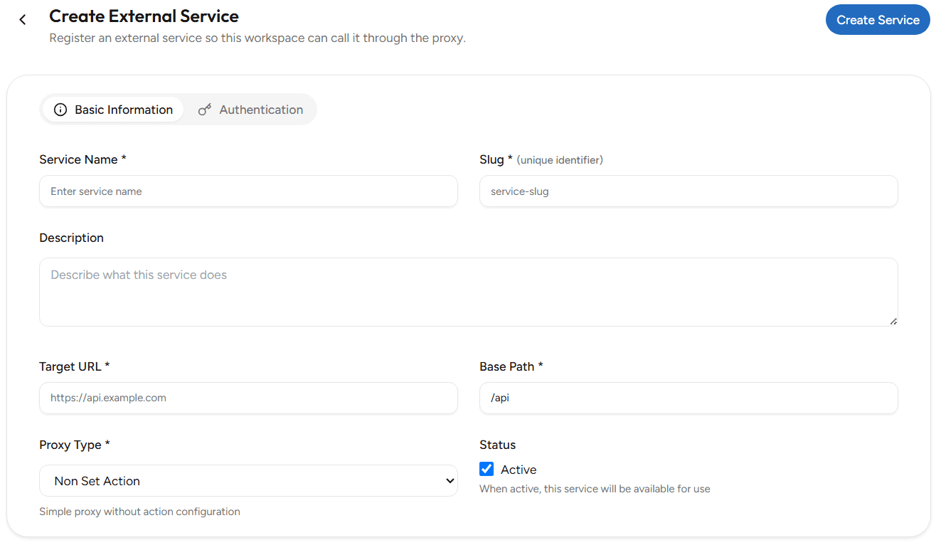 Basic Information External Service OnPremise