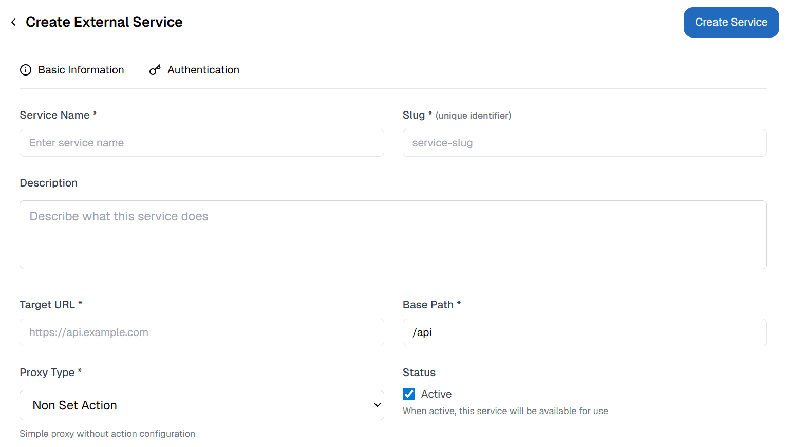 Basic Information External Service OnPremise