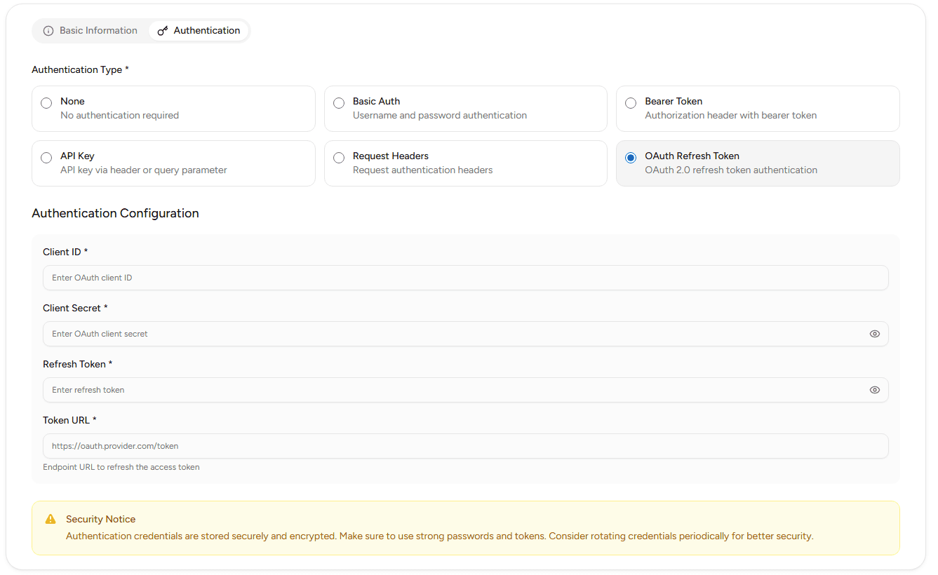OAuth Refresh Token Aunthentication External Service OnPremise