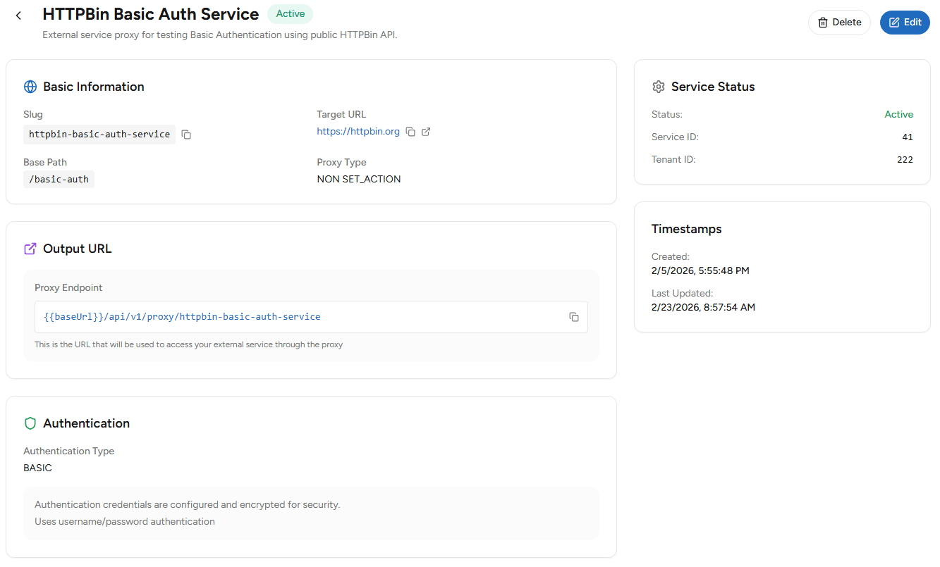 Output URL External Service OnPremise