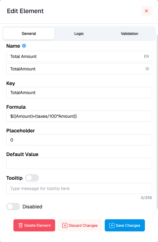 Calculation Expression Input