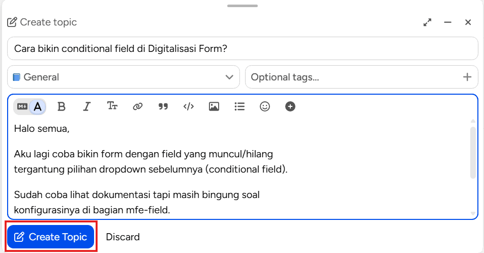Tombol Create Topic