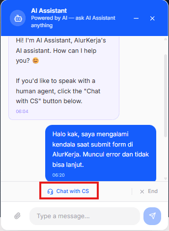 Button Chat with CS Helpdesk