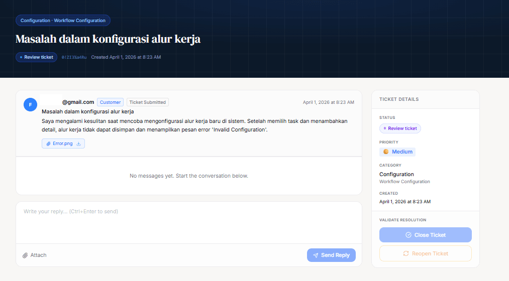 Halaman View My Tickets