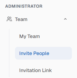 Collapse Menu Team Invite People