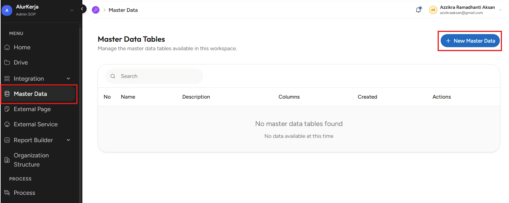 Master Data List