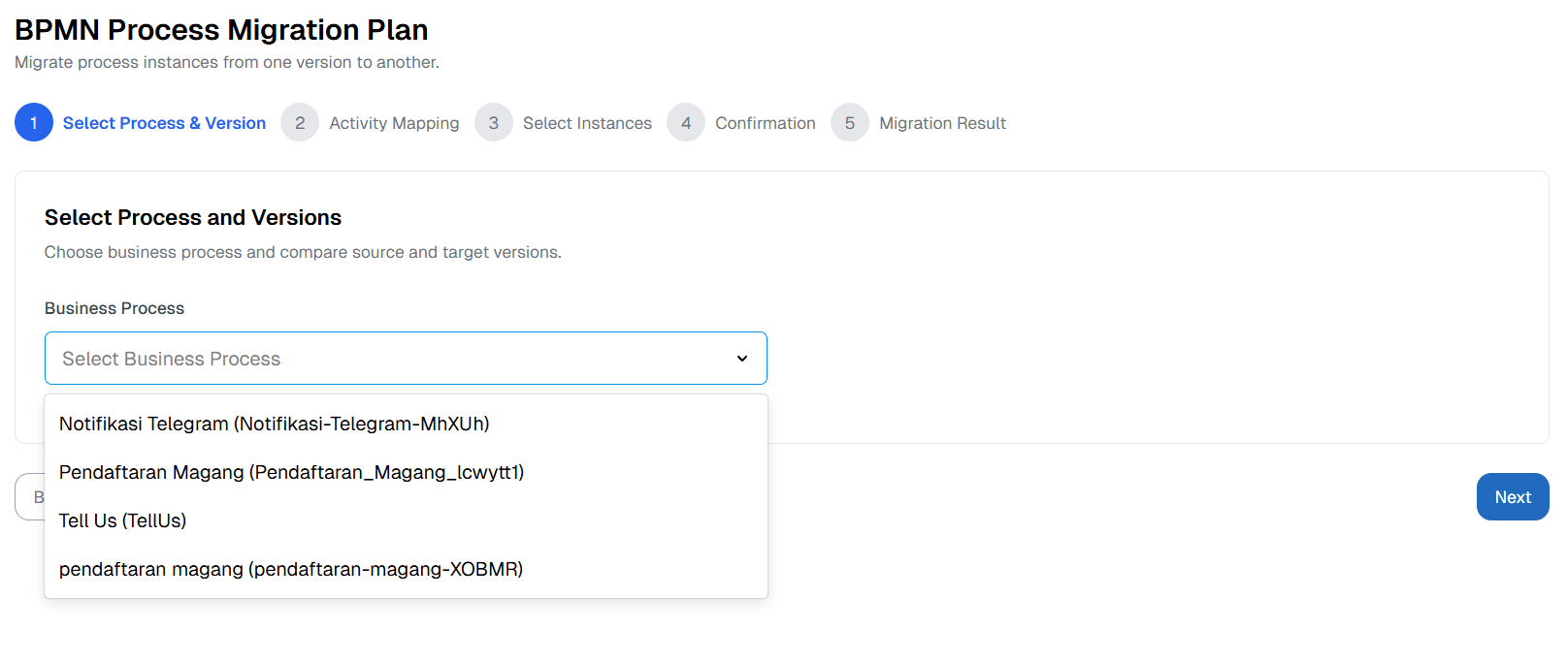 Select Migration Plan