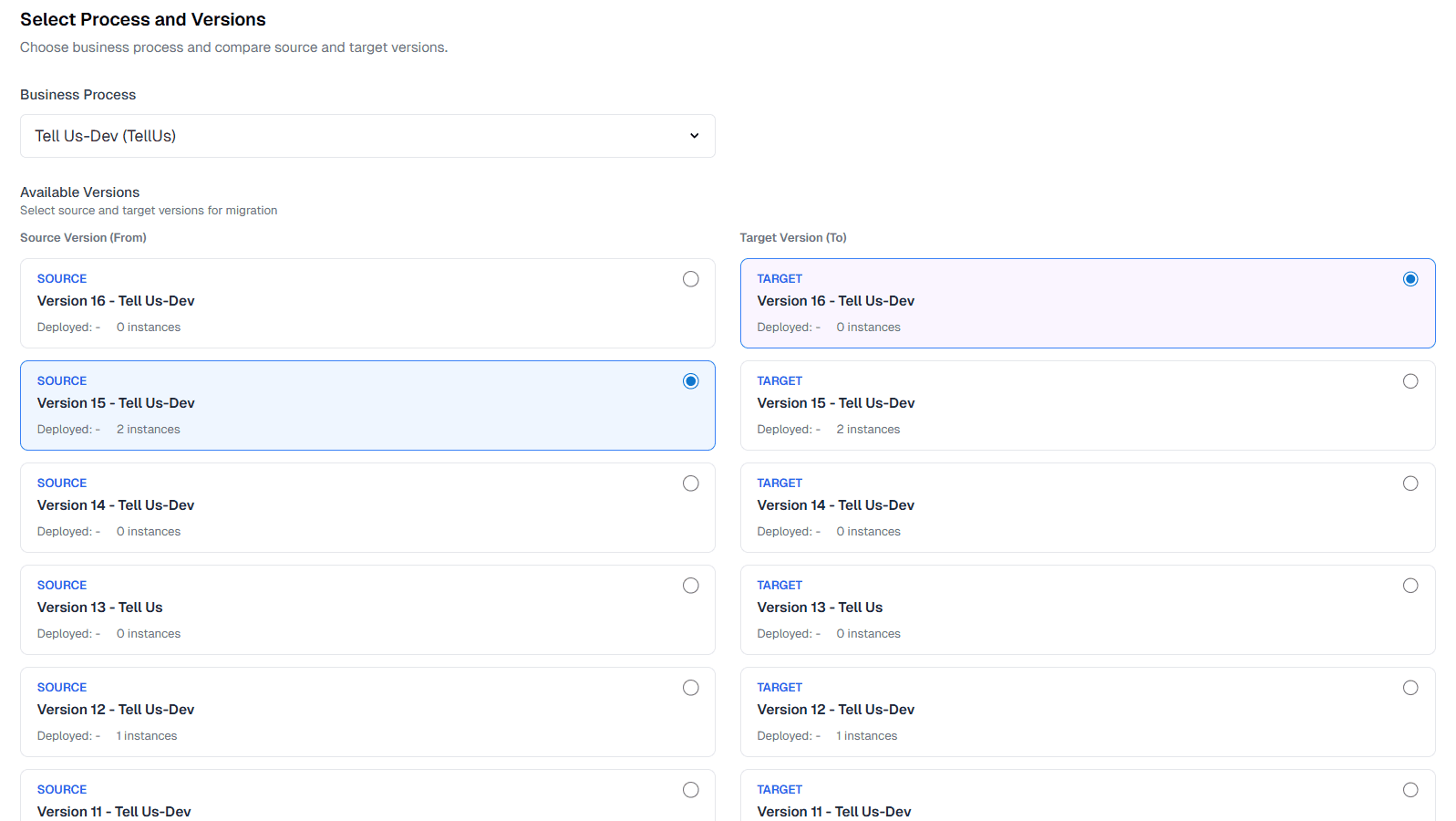 Select Version Migration Plan
