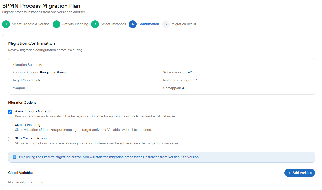 Migration Confirmation Migration Plan