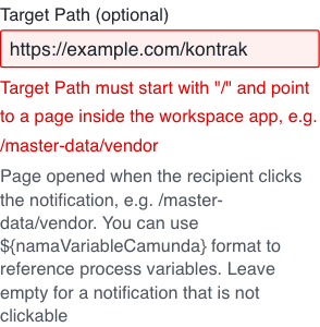 Pesan galat Target Path untuk URL https://