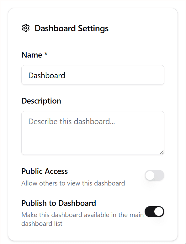 Publish Dashboard