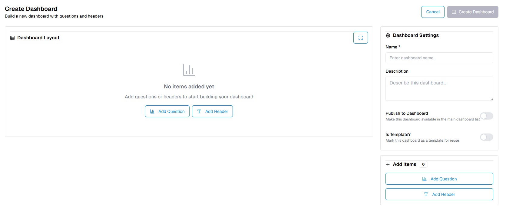 Create Dashboard OnPremise