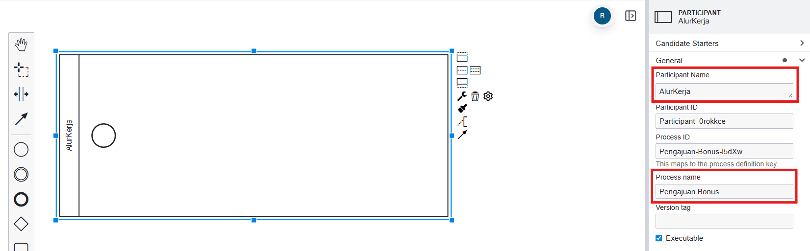 Participant Name BPMN