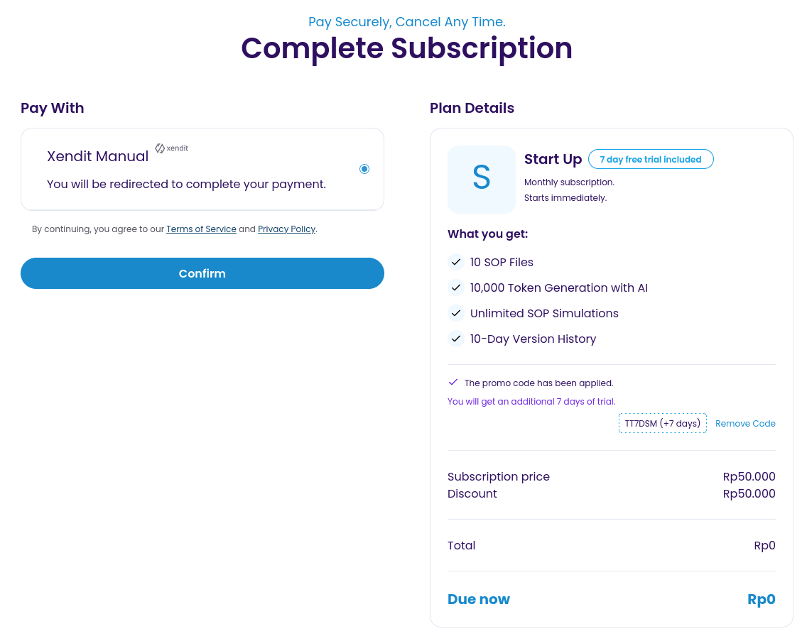 Pricing and Subscription Promo Code