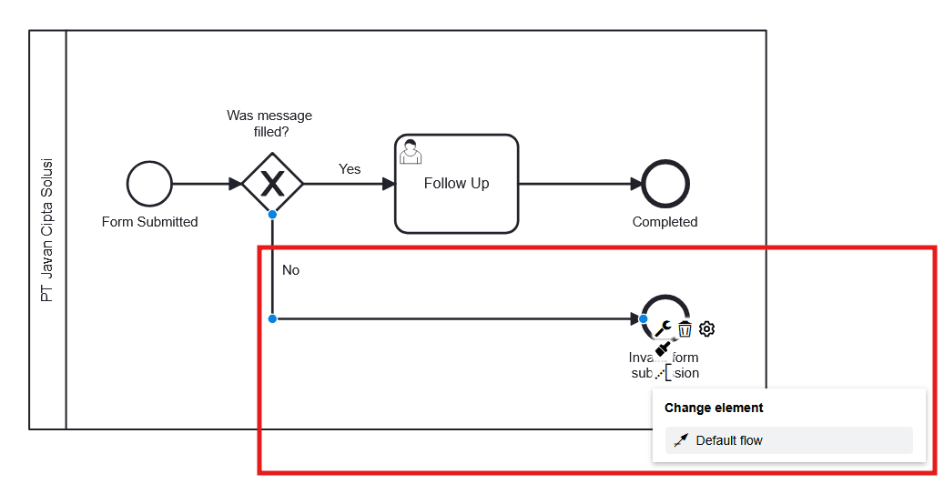 Change Sequence Flow to Default Flow